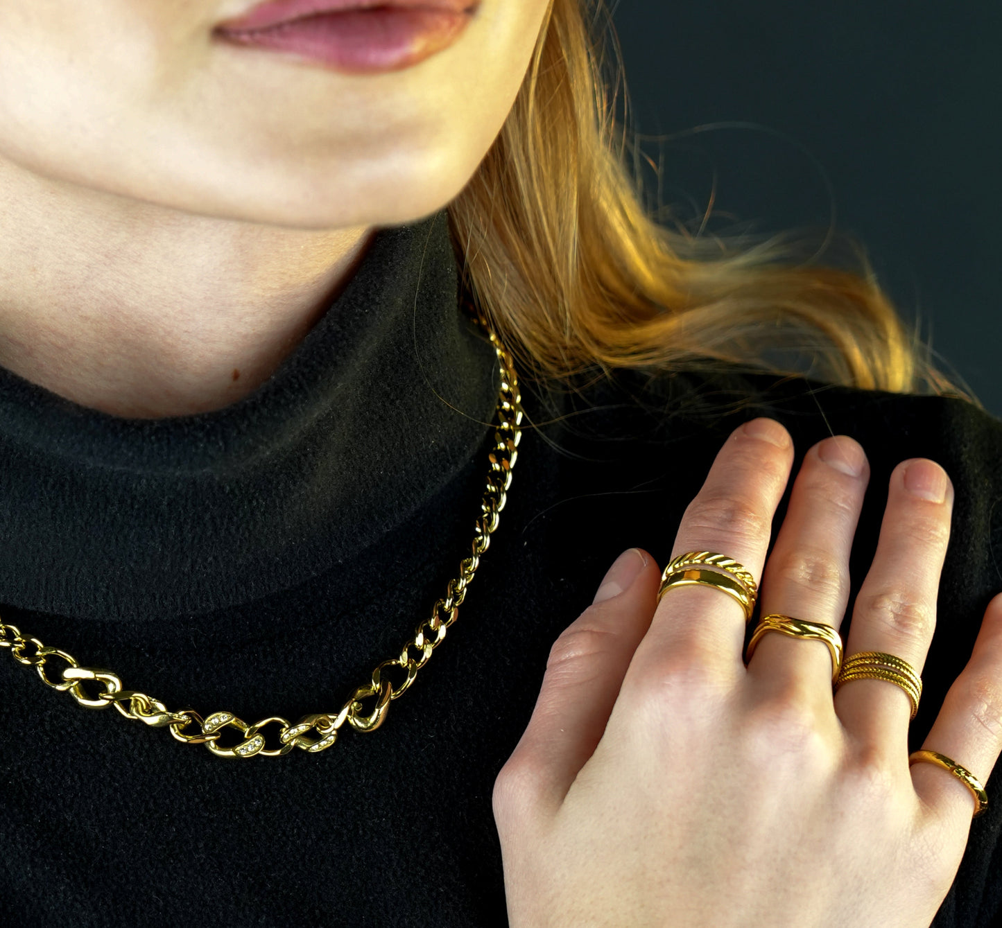 BRYONY: Symmetrical Textured Pre-Stacked Ring - Velora Luxury Fashion