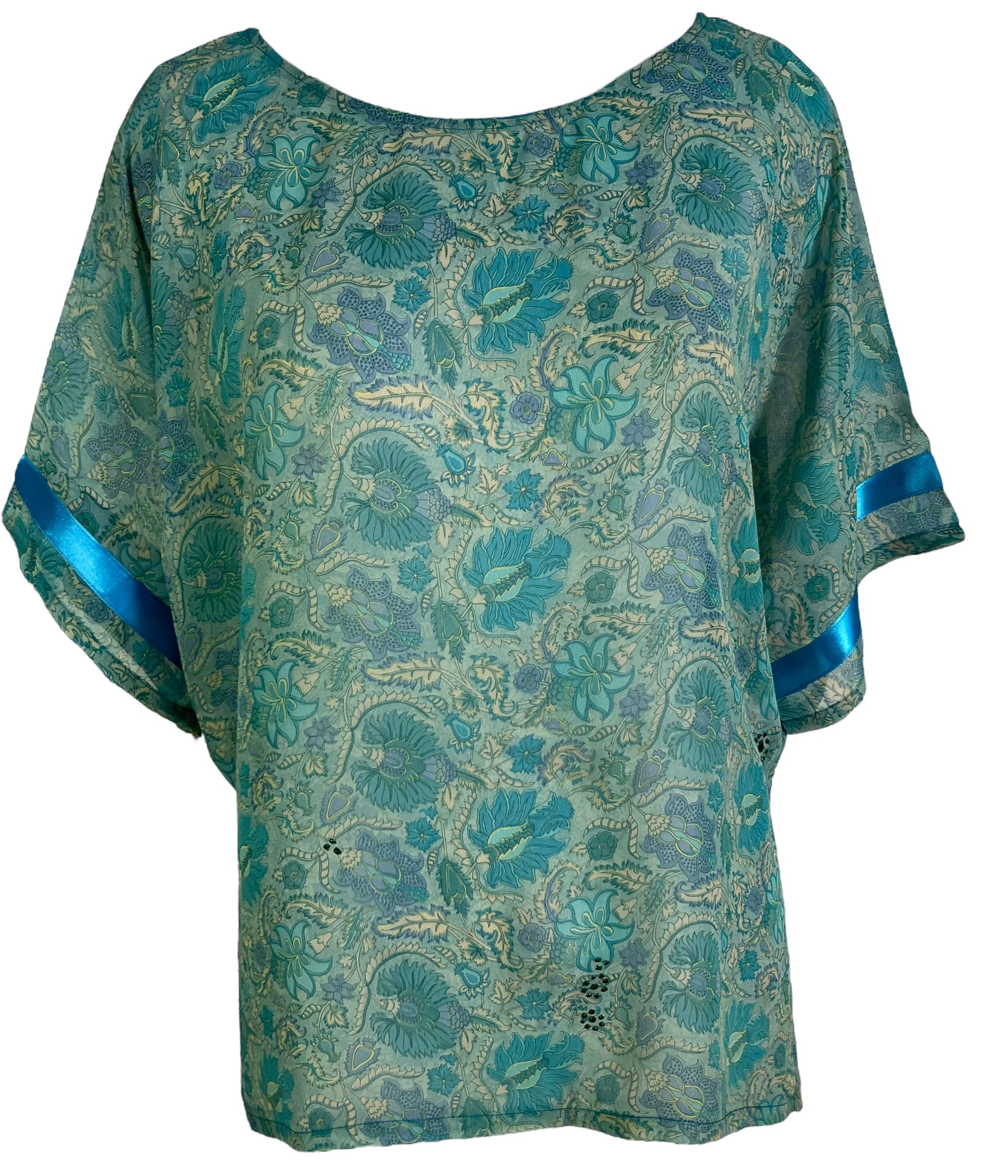 PRG6320 Sheer Avatar Pure Silk Side Slit Top - Velora