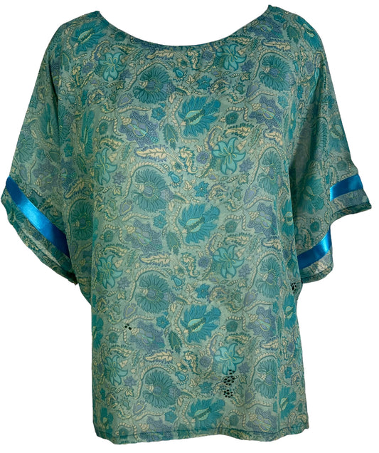 PRG6320 Sheer Avatar Pure Silk Side Slit Top - Velora