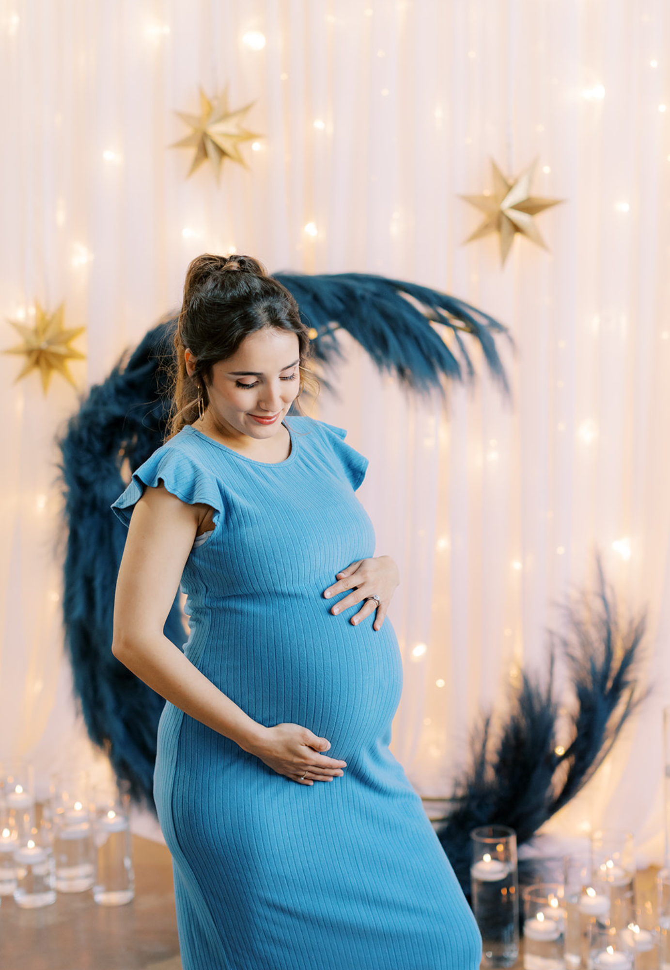 Baby Blue Ruffle Sleeve Ribbed Maternity Dress - Velora Luxury Fashion