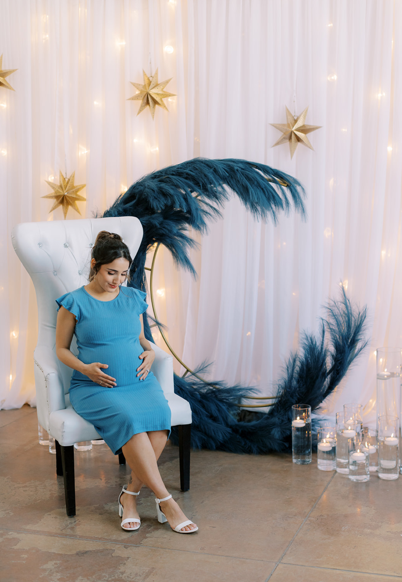 Baby Blue Ruffle Sleeve Ribbed Maternity Dress - Velora Luxury Fashion