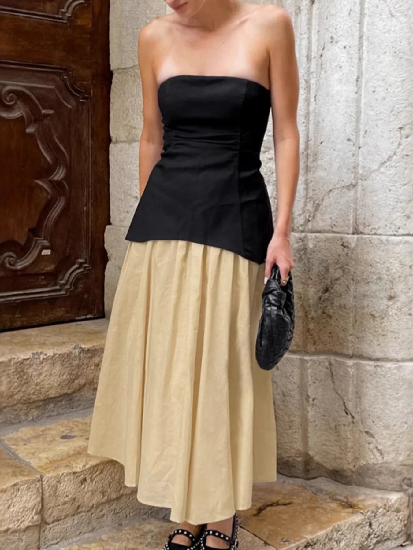 Back Zipper Tube Top and Midi Skirt Set - Velora Luxury Fashion