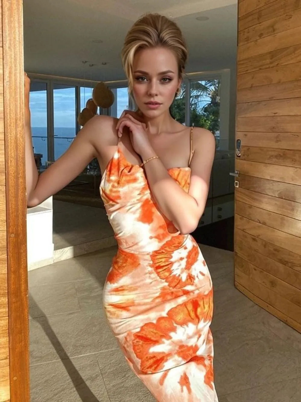 Backless Tie-Dye Maxi Cami Dress - Velora Luxury Fashion