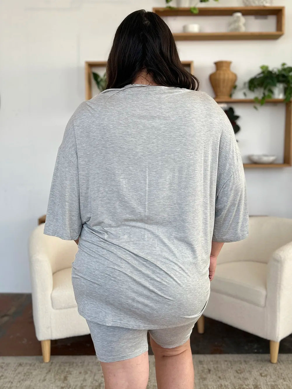 Basic Bae Bamboo Full Size Round Neck Drop Shoulder T-Shirt and Shorts Set - Velora Luxury Fashion