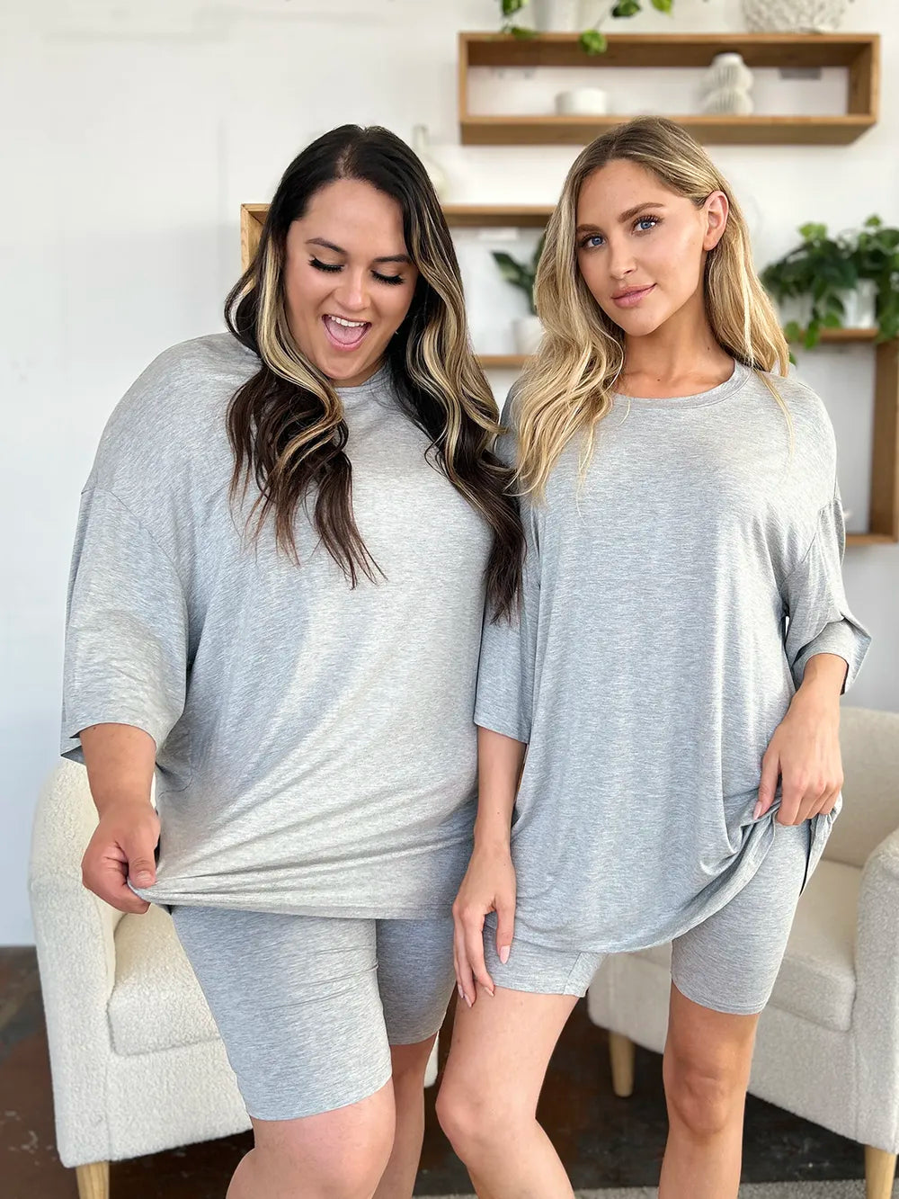 Basic Bae Bamboo Full Size Round Neck Drop Shoulder T-Shirt and Shorts Set - Velora Luxury Fashion