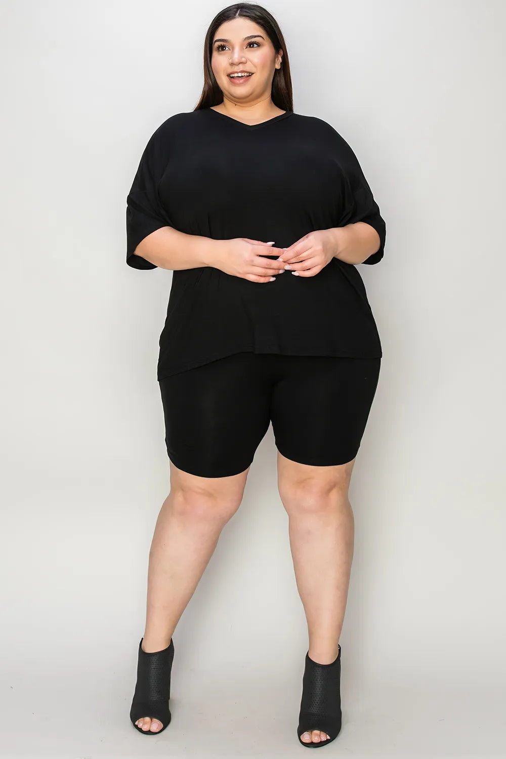 Basic Bae Bamboo Full Size  V-Neck Drop Shoulder T-Shirt and Shorts Set - Velora Luxury Fashion