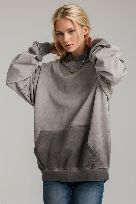Basic Bae Drop Shoulder Long Sleeve Hoodie with Kangaroo Pocket - Velora Luxury Fashion