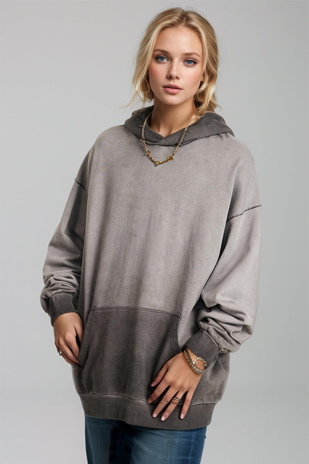 Basic Bae Drop Shoulder Long Sleeve Hoodie with Kangaroo Pocket - Velora Luxury Fashion