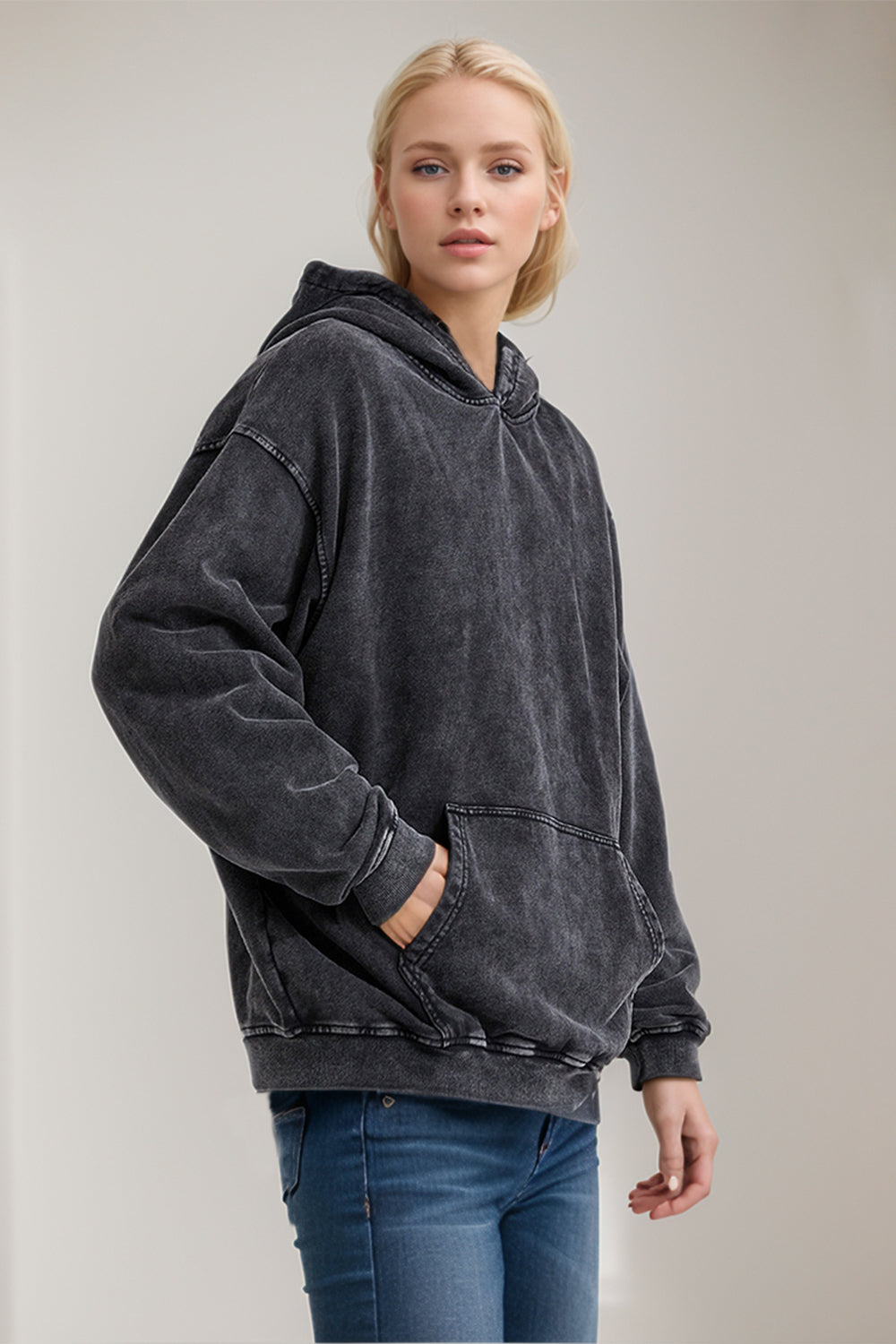 Basic Bae Drop Shoulder Long Sleeve Hoodie with Kangaroo Pocket - Velora Luxury Fashion