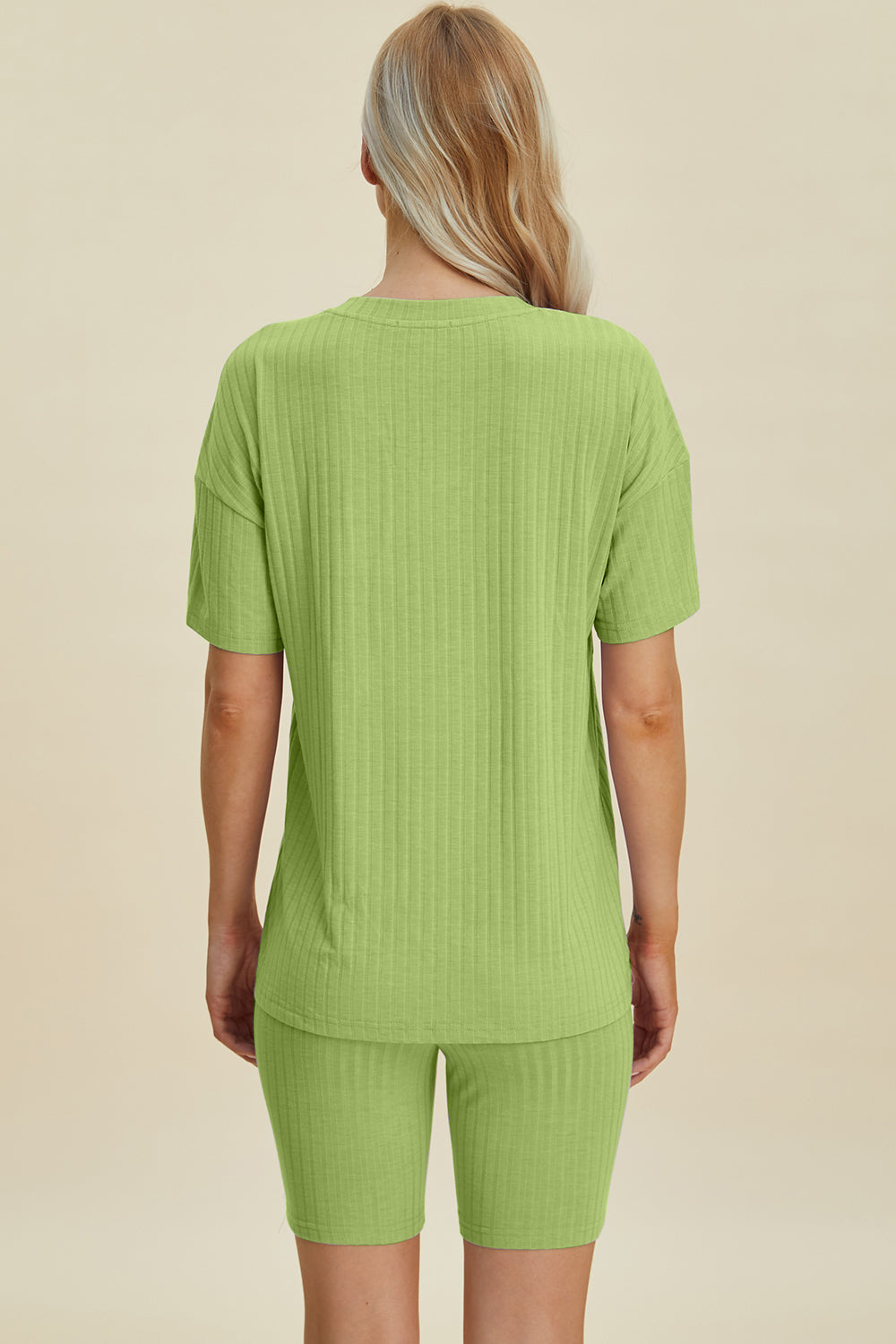 Basic Bae Full Size Ribbed V-Neck Short Sleeve Top and Shorts Set - Velora Luxury Fashion