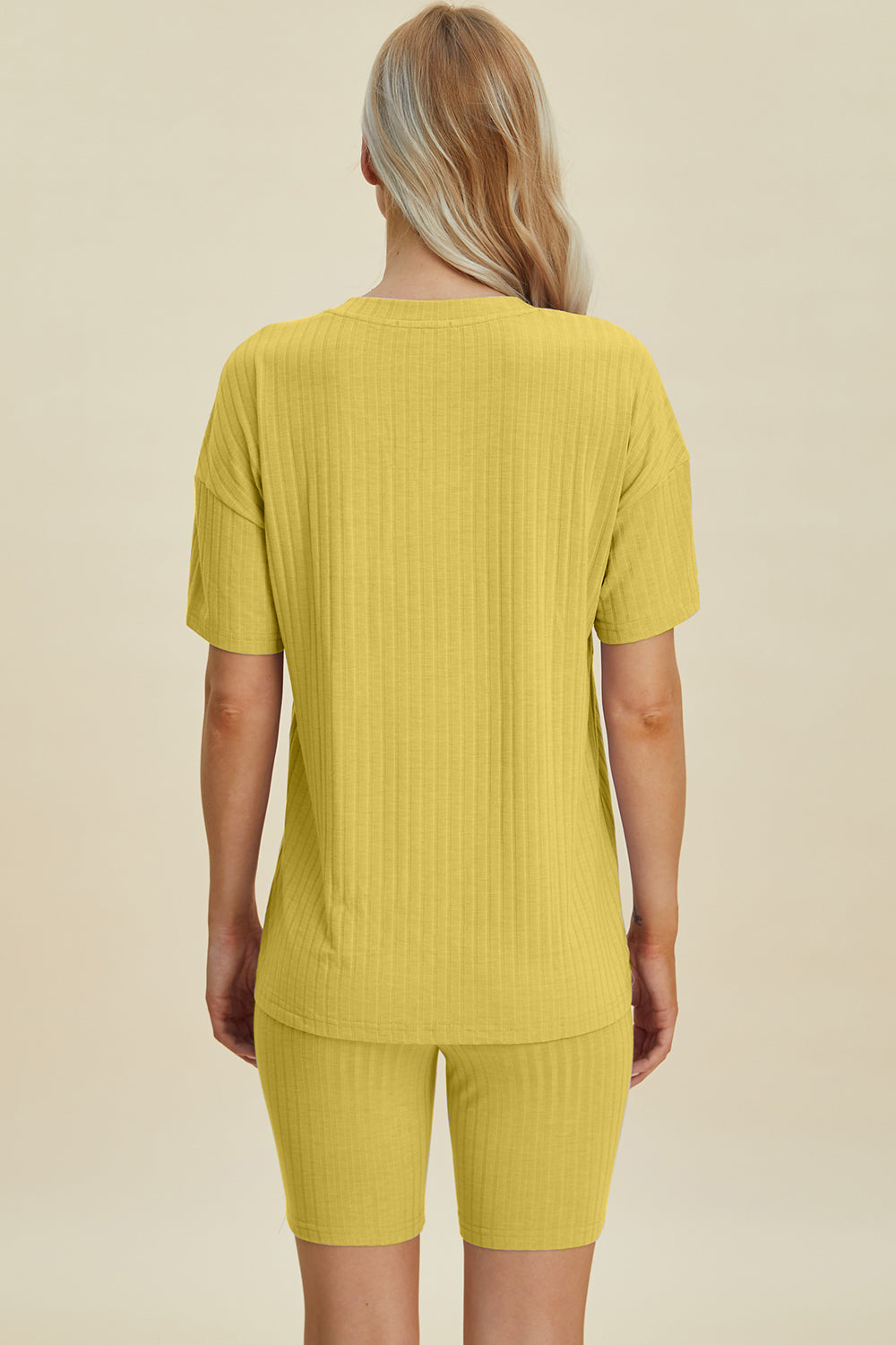 Basic Bae Full Size Ribbed V-Neck Short Sleeve Top and Shorts Set - Velora Luxury Fashion