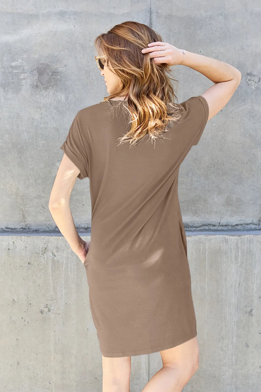 Basic Bae Full Size Round Neck Short Sleeve Dress with Pockets - Velora Luxury Fashion