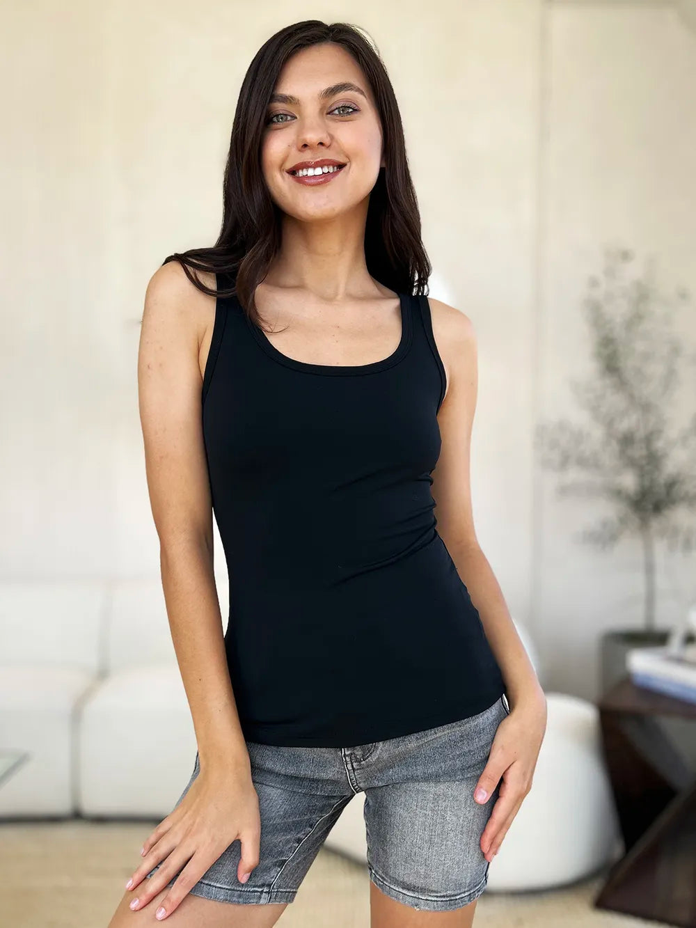 Basic Bae Full Size Square Neck Wide Strap Tank - Velora Luxury Fashion