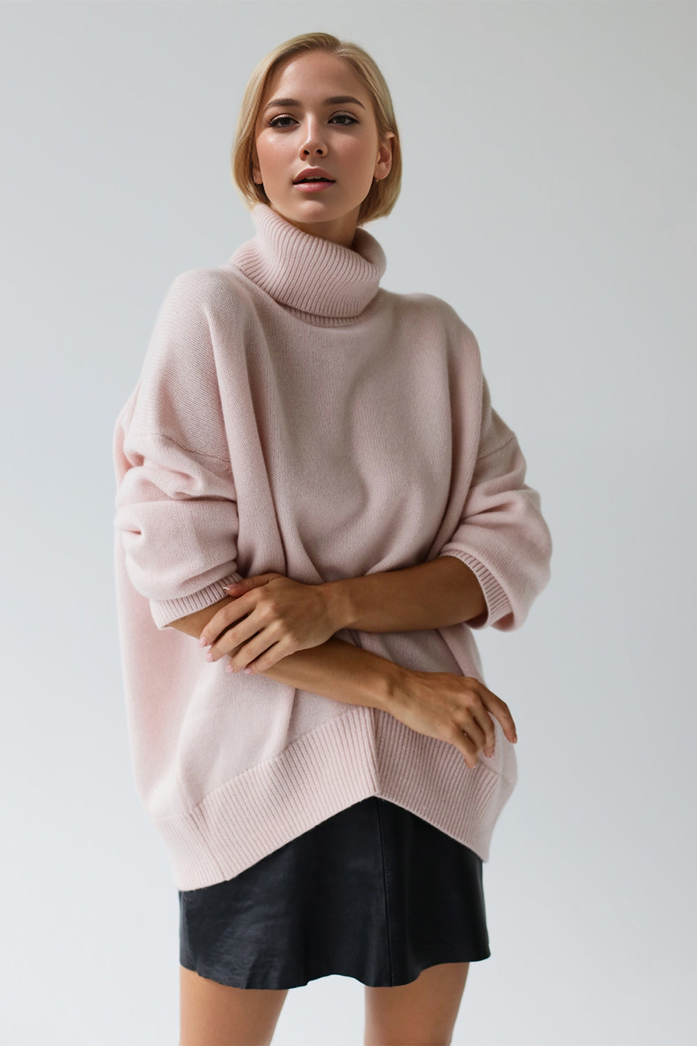 Basic Bae Turtleneck Dropped Shoulder Long Sleeve Sweater - Velora Luxury Fashion