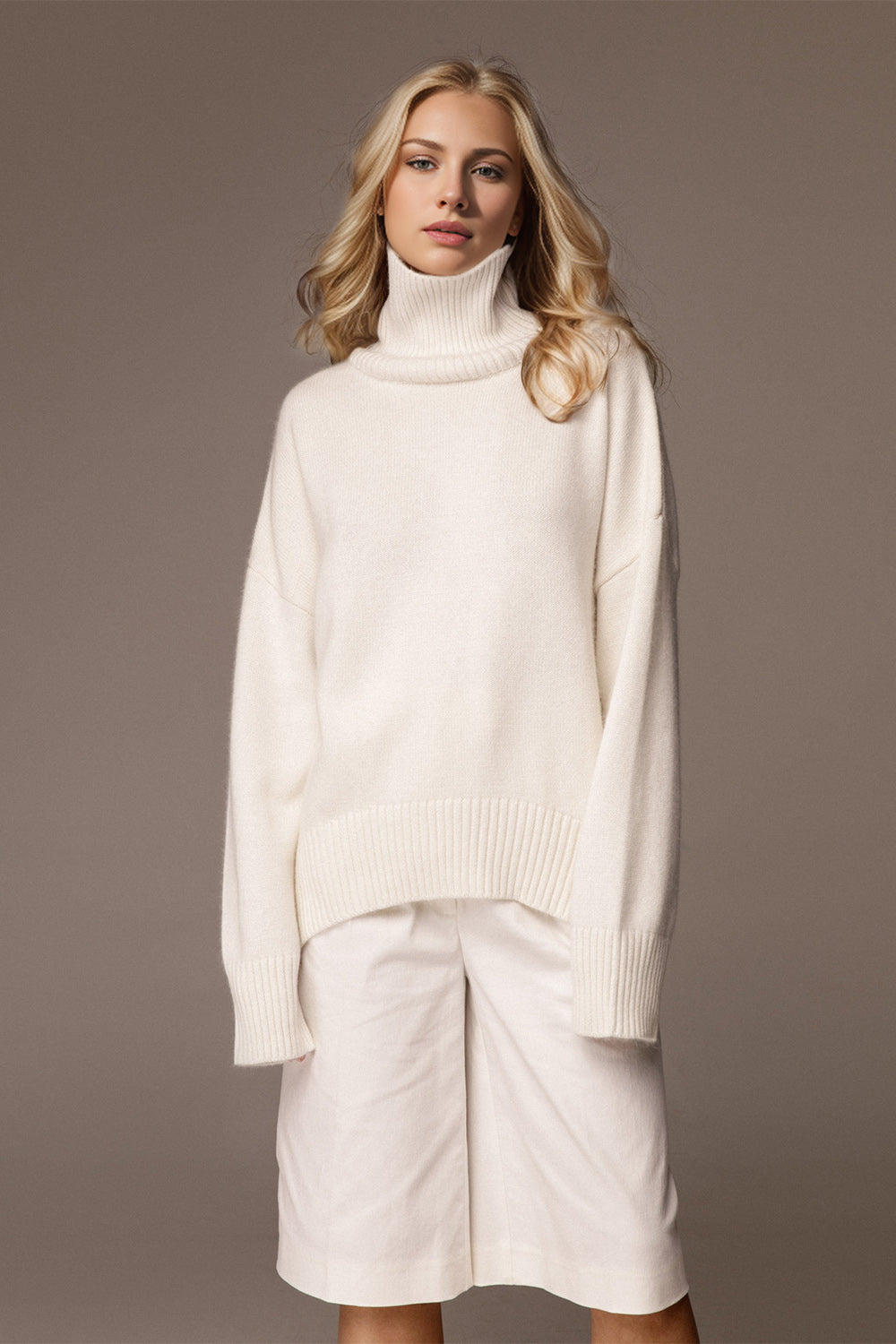 Basic Bae Turtleneck Dropped Shoulder Long Sleeve Sweater - Velora Luxury Fashion