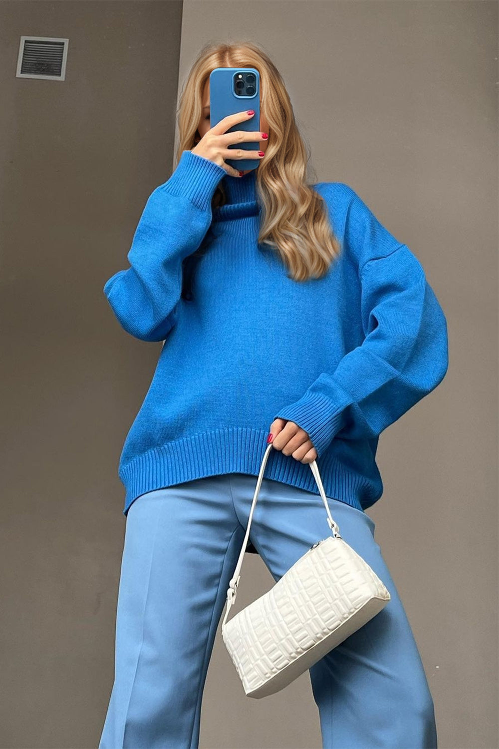 Basic Bae Turtleneck Dropped Shoulder Long Sleeve Sweater - Velora Luxury Fashion