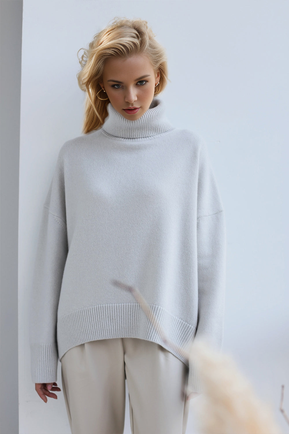 Basic Bae Turtleneck Dropped Shoulder Long Sleeve Sweater - Velora Luxury Fashion