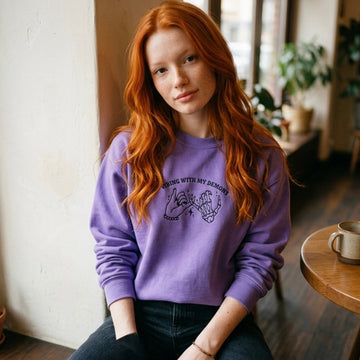 Vibing With my Demons Embroidered Crewneck Sweatshirt