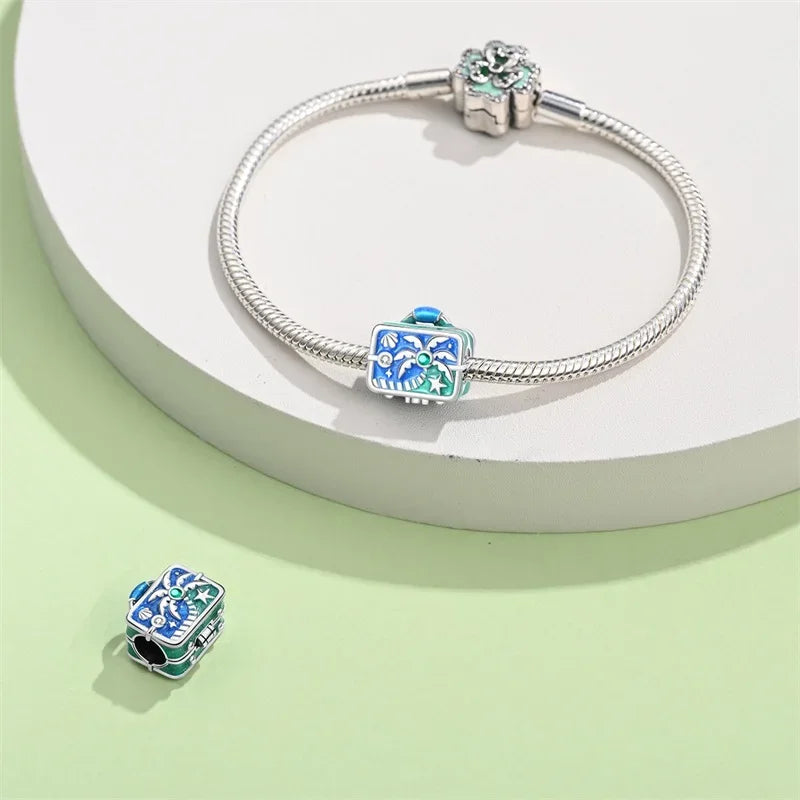 Beach Paradise Sterling Silver Suitcase Charm - Velora Luxury Fashion