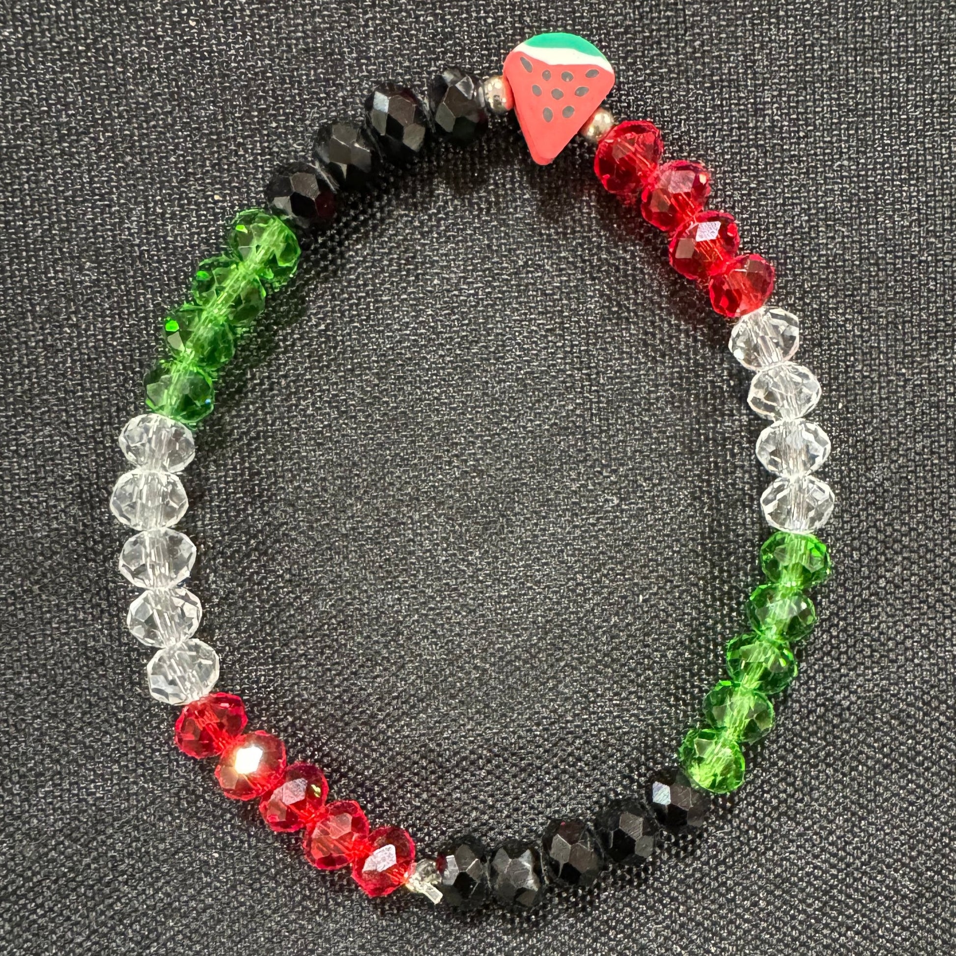 Beaded Bracelets | Watermelon & Palestine Map Charms – Black, White, Multicolor - Velora Luxury Fashion