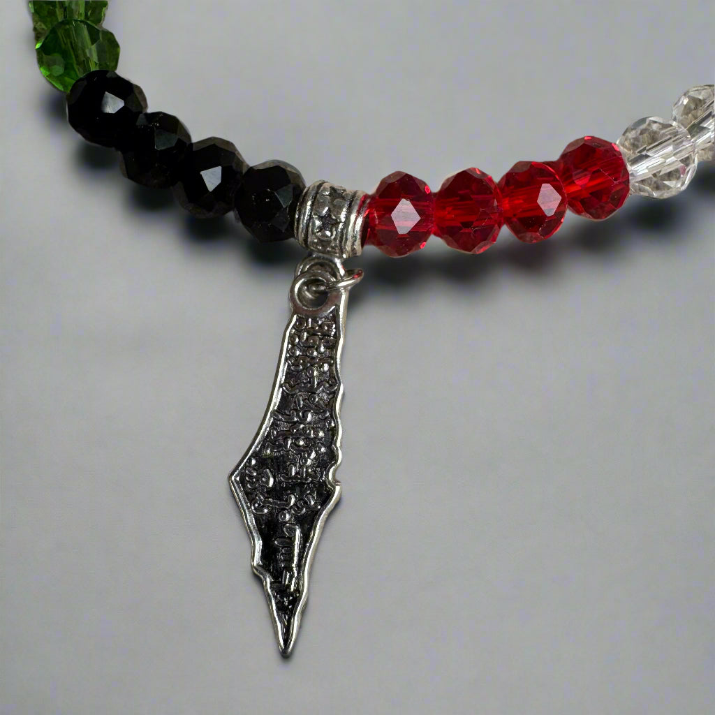 Beaded Bracelets | Watermelon & Palestine Map Charms – Black, White, Multicolor - Velora Luxury Fashion