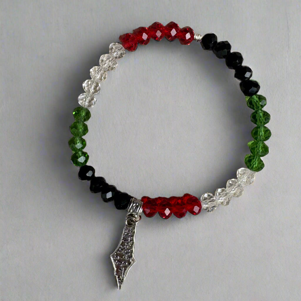 Beaded Bracelets | Watermelon & Palestine Map Charms – Black, White, Multicolor - Velora Luxury Fashion
