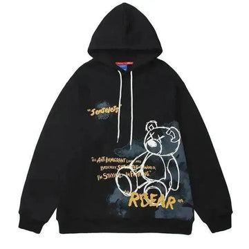 Bear Graphic Print Hoodie