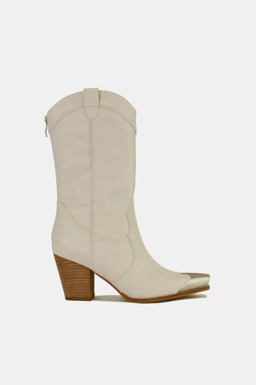 Beast Fashion Metal-Toe Block Heel Ankle Boots - Velora Luxury Fashion
