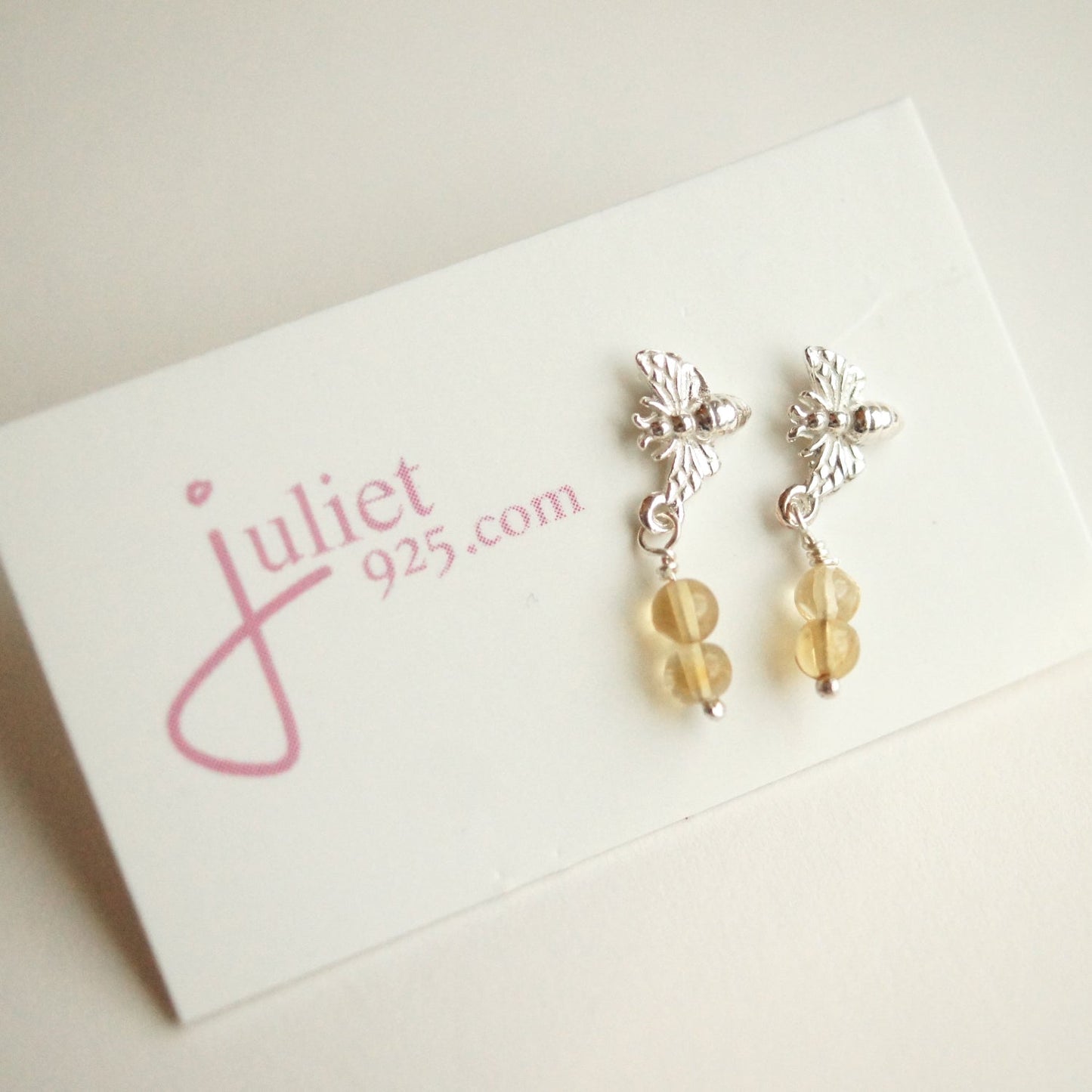 Bee and Citrine Studs