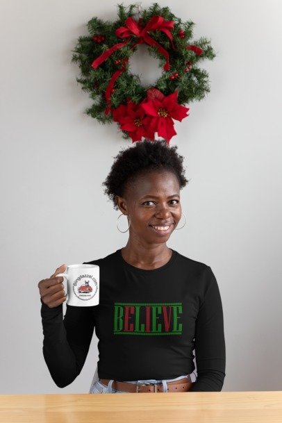 BELIEVE Rhinestone Shirt – Christmas Sparkle Red & Green Bling Apparel | Blingdazzel