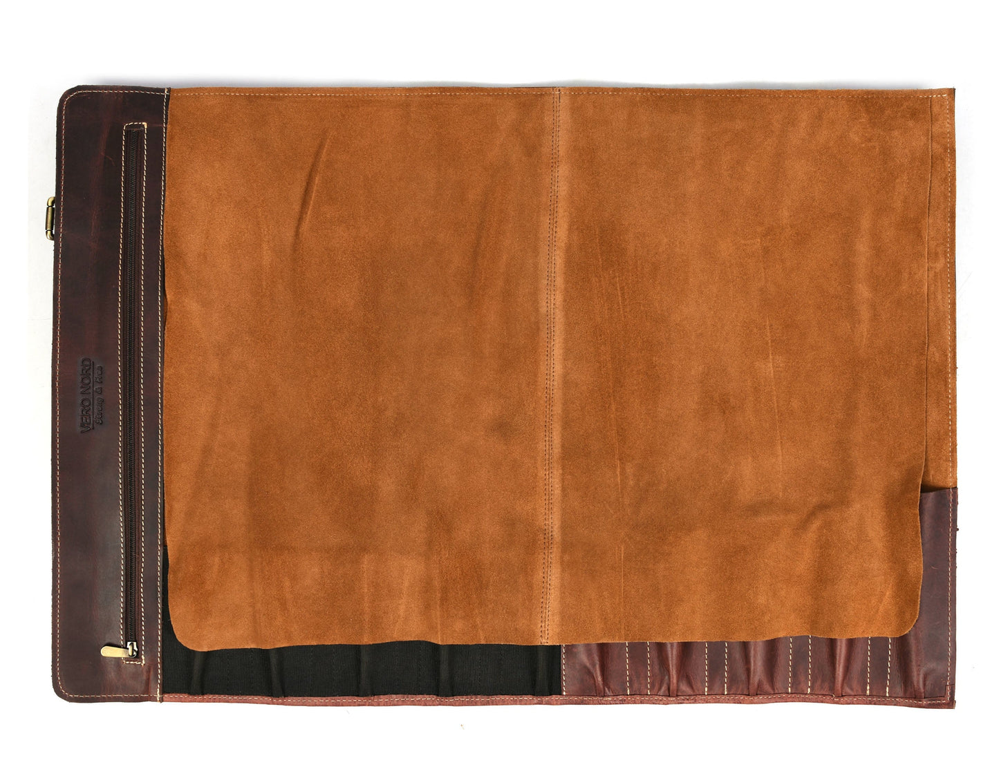 Bend Leather Chef Knife Roll 10 Slot - Walnut Brown - Velora Luxury Fashion