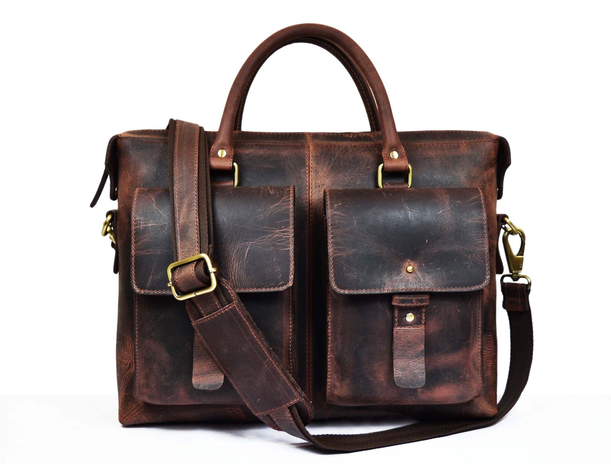 Berkeley Leather Portfolio Bag - Walnut Brown - Velora Luxury Fashion
