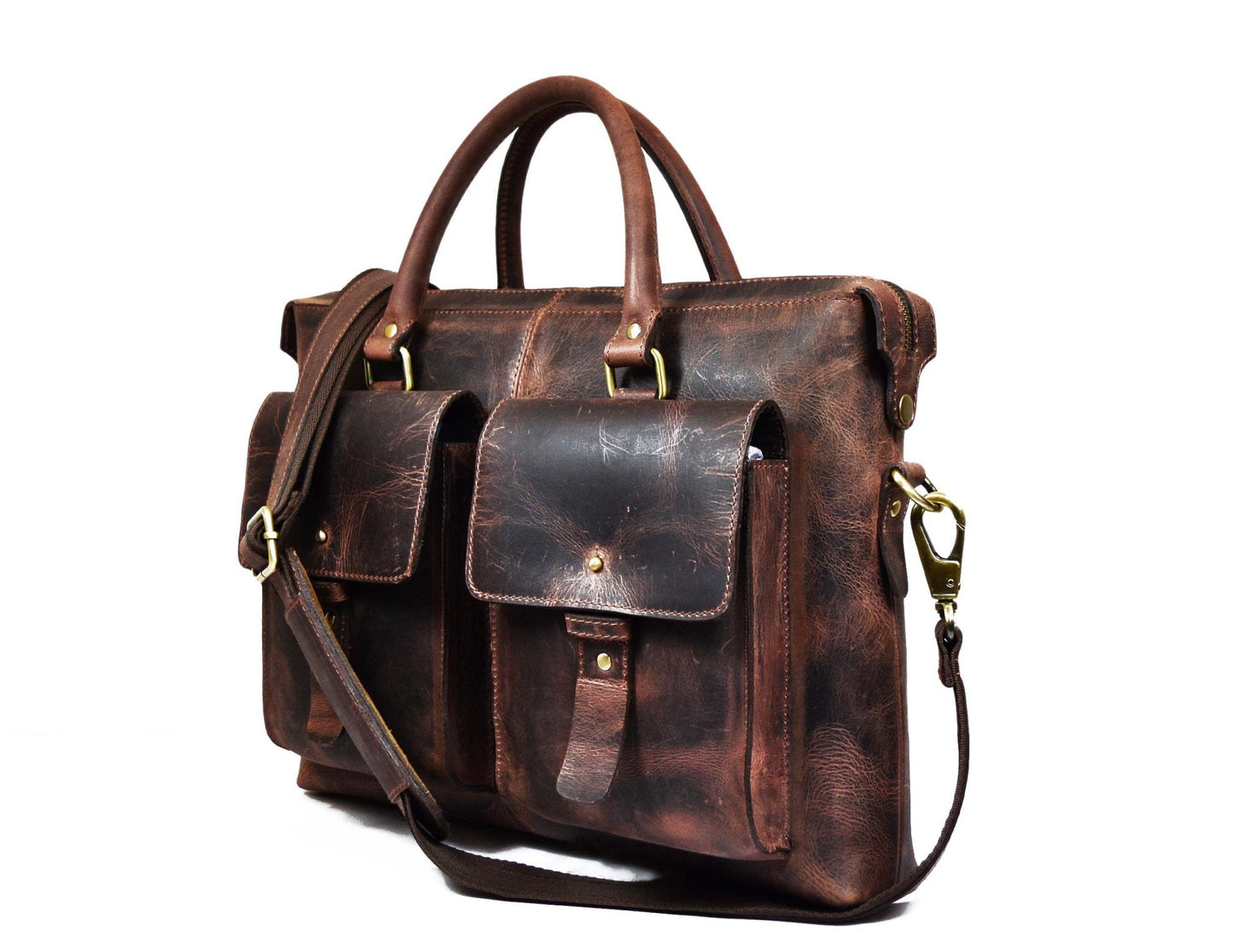 Berkeley Leather Portfolio Bag - Walnut Brown - Velora Luxury Fashion