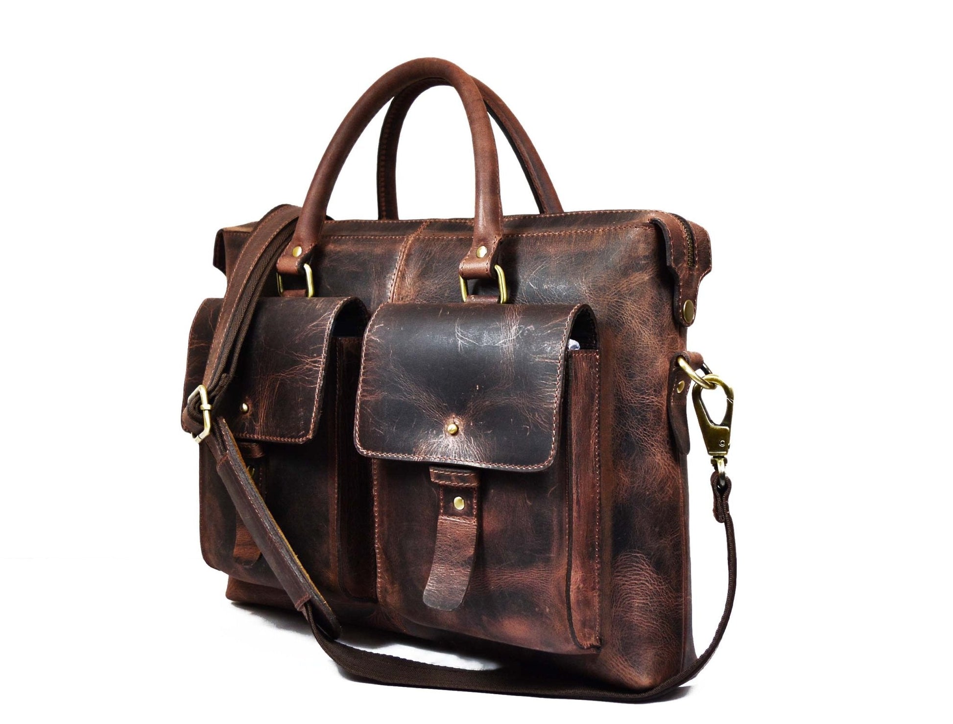 Berkeley Leather Portfolio Bag - Walnut Brown - Velora Luxury Fashion