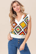BiBi Diamond Granny Square Sweater Vest - Velora Luxury Fashion