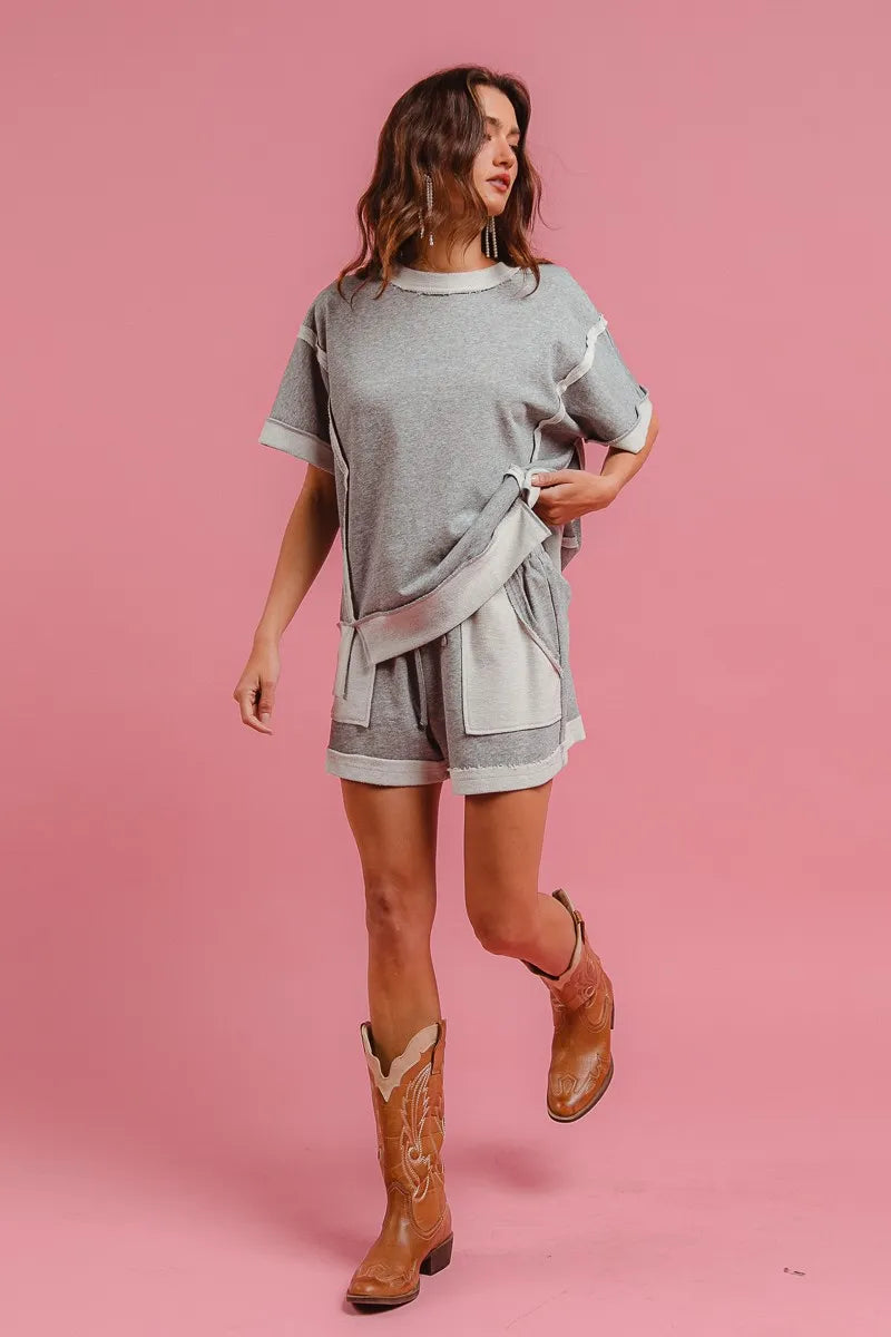 BiBi French Terry Knit Shorts with Side Pocket - Velora Luxury Fashion