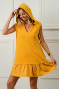 BiBi Ruffled French Terry Hooded Dress - Velora Luxury Fashion