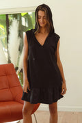BiBi Ruffled French Terry Hooded Dress - Velora Luxury Fashion
