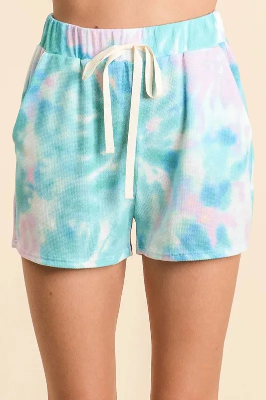 BiBi Tie Dye Print Casual Shorts with Twill - Velora Luxury Fashion