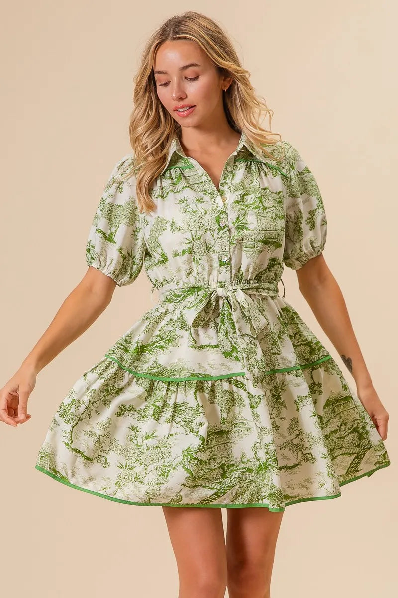 BiBi Woven Printed Tiered Dress - Velora Luxury Fashion