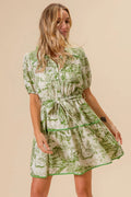 BiBi Woven Printed Tiered Dress - Velora Luxury Fashion