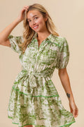 BiBi Woven Printed Tiered Dress - Velora Luxury Fashion