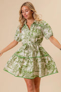 BiBi Woven Printed Tiered Dress - Velora Luxury Fashion