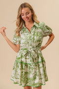 BiBi Woven Printed Tiered Dress - Velora Luxury Fashion