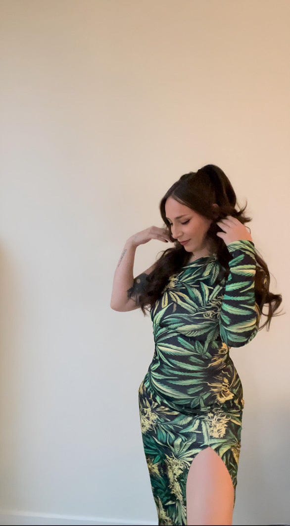 Big Buds One-Shoulder Slit Maxi Dress - Velora