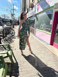 Big Buds One-Shoulder Slit Maxi Dress - Velora Luxury Fashion