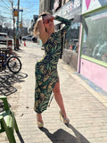 Big Buds One-Shoulder Slit Maxi Dress - Velora Luxury Fashion