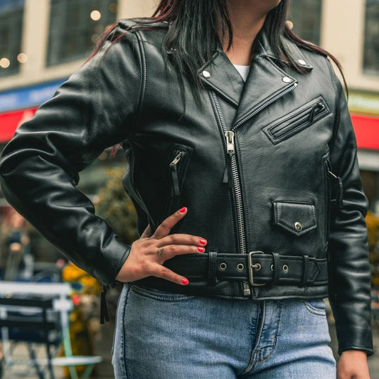 Women’s Motorcycle Leather Jacket. Quilted Thermal Liner & Cowhide Boutique of Leathers/Open Road