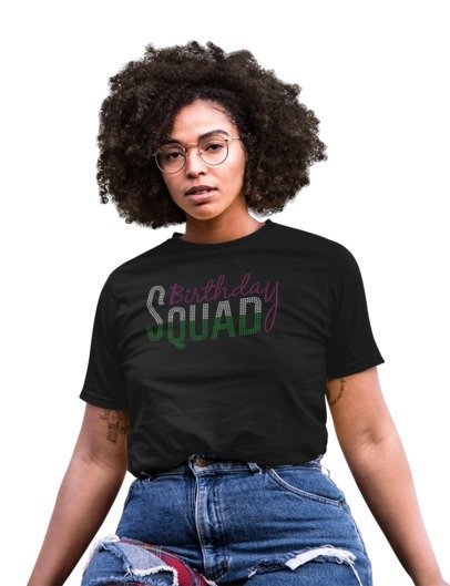 Birthday Squad Rhinestone Shirt – Sparkly Party Bling Tee | Blingdazzel