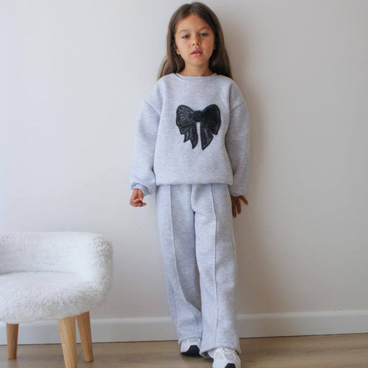 Black Bow Girls Casual Set - Velora Luxury Fashion